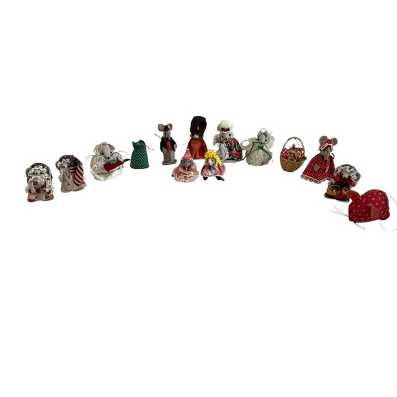 Other - 14 Vintage Mice Felt Real Mouse Figurines Mix Style Holiday Patriotic Misc Decor
